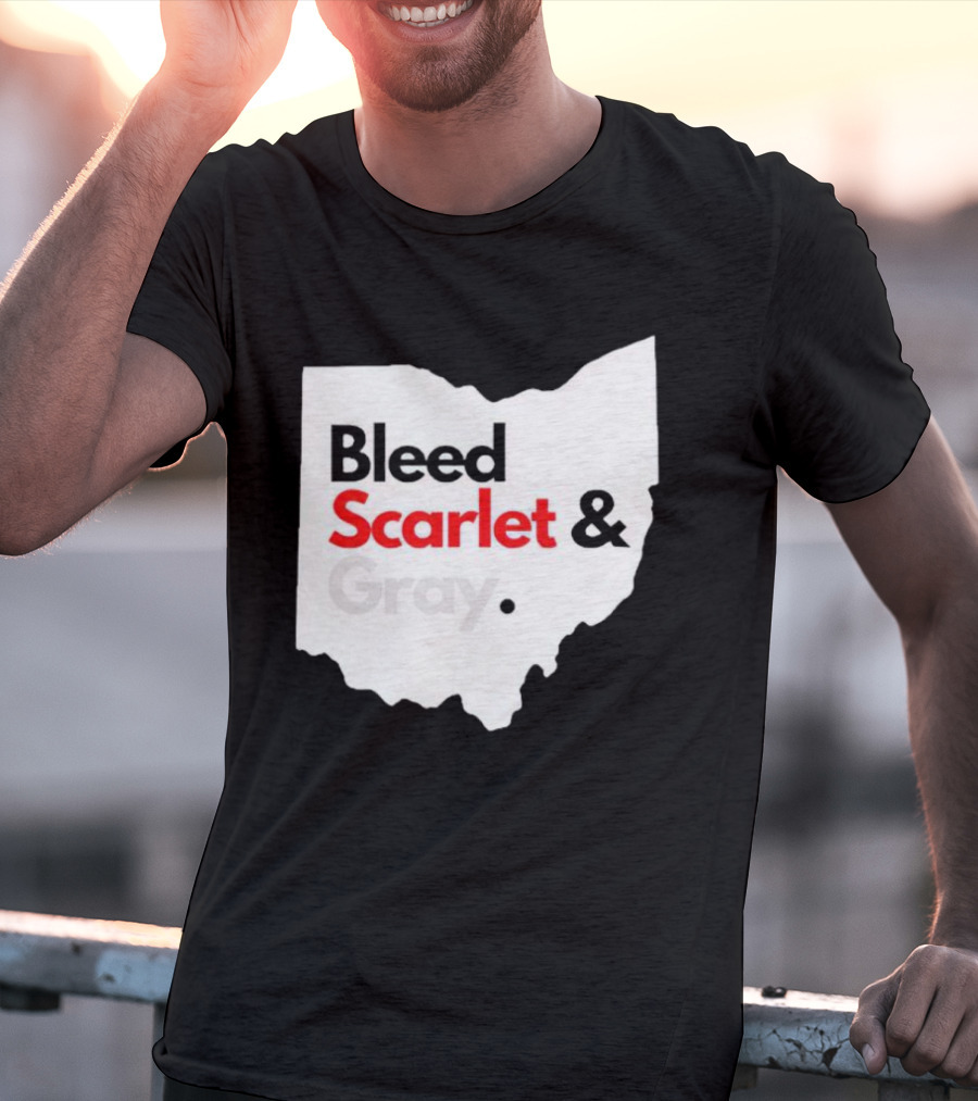 Ohio State Buckeyes Bleed Scarlet And Gray Map T-Shirt