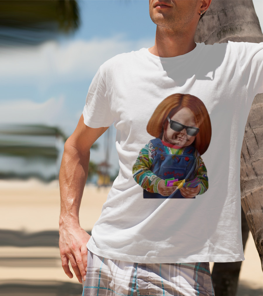 Chucky Good Guys Child’s Play Halloween Icon With Sunglasses And Cards T-Shirt