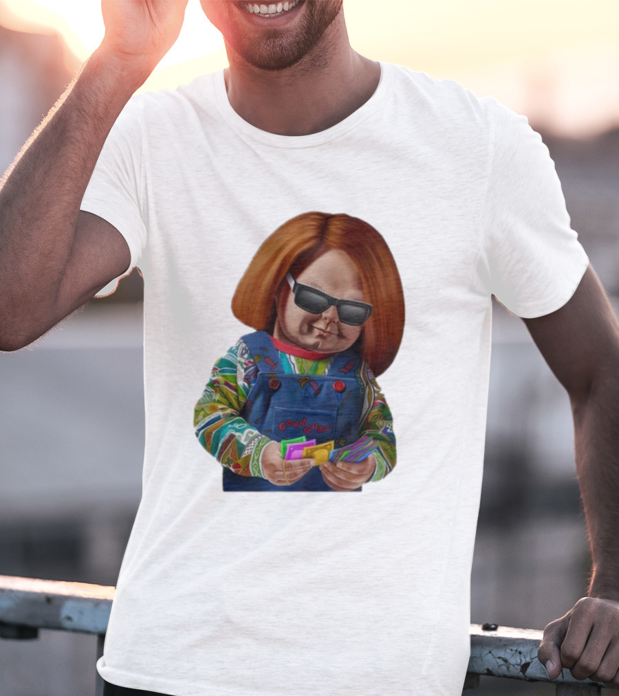 Chucky Good Guys Child’s Play Halloween Icon With Sunglasses And Cards T-Shirt