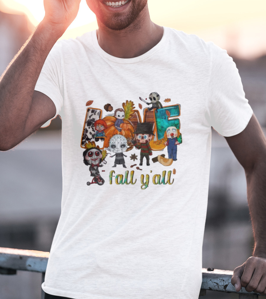 Love Fall Y’all Horror Characters Halloween T-Shirt