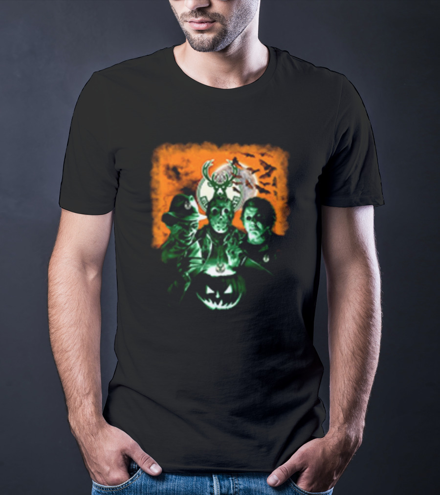 Horror Movies Freddy Krueger Jason Voorhees Michael Myers Milwaukee Bucks Halloween T-Shirt