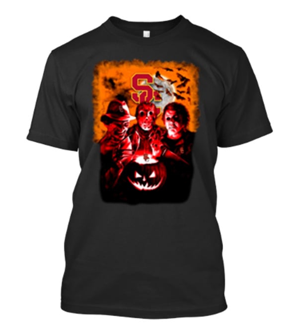 USC Trojans Halloween Freddy Krueger Jason Voorhees Michael Myers Horror Movies T-Shirt