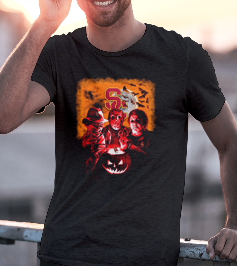 USC Trojans Halloween Freddy Krueger Jason Voorhees Michael Myers Horror Movies T-Shirt