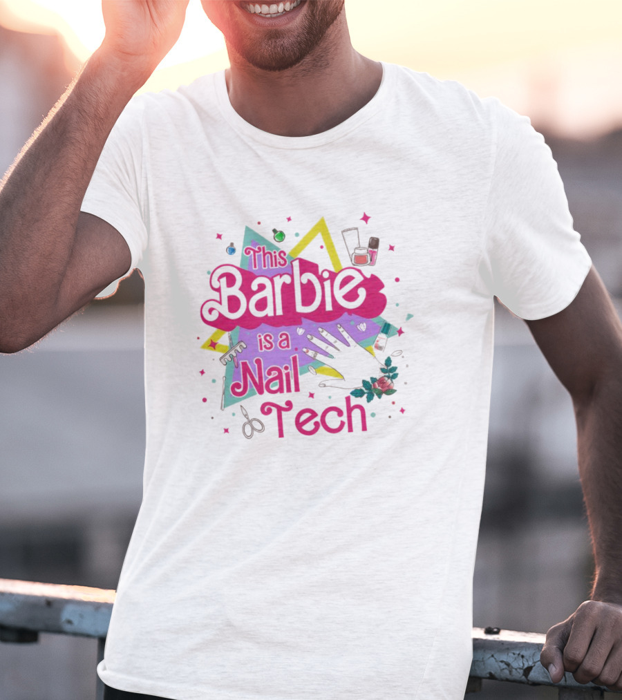 This Barbie Is A Nail Tech With Starburst And Nail Polish Icons T-Shirt