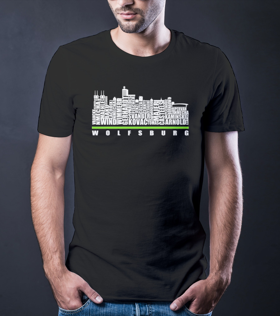 Wolfsburg Skyline With VfL Wolfsburg Players Names T-Shirt