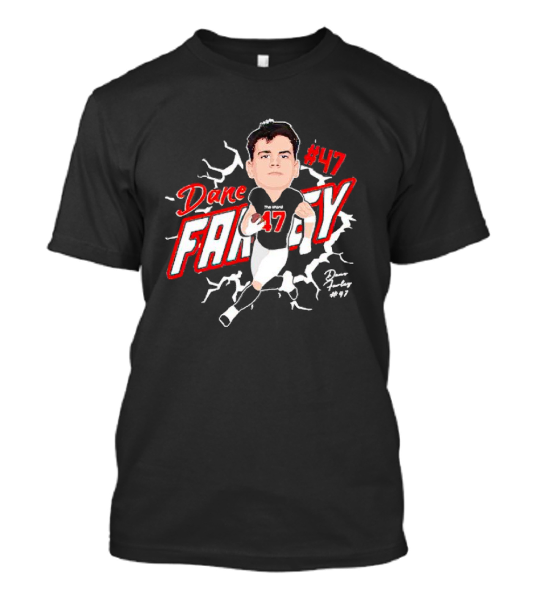 Dane Farley #47 The Undefeated Caricature Signature T-Shirt