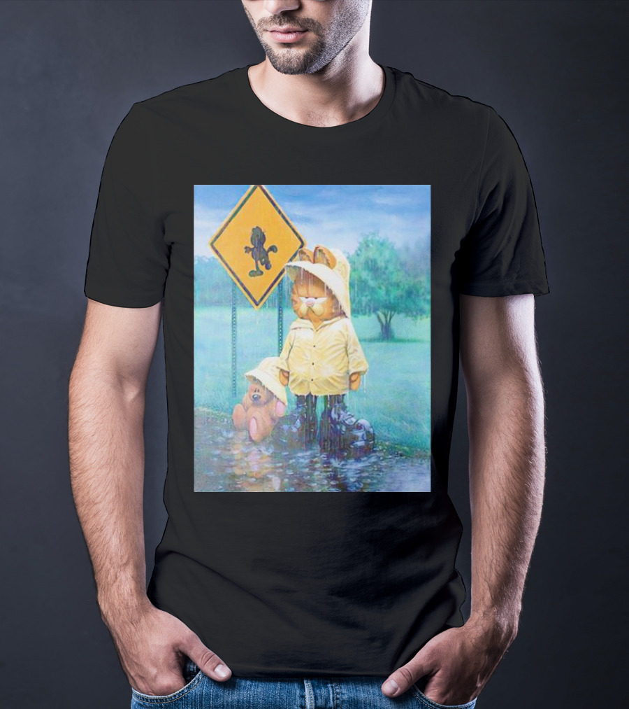 Garfield Rainy Day Yellow Jacket Relaxation T-Shirt