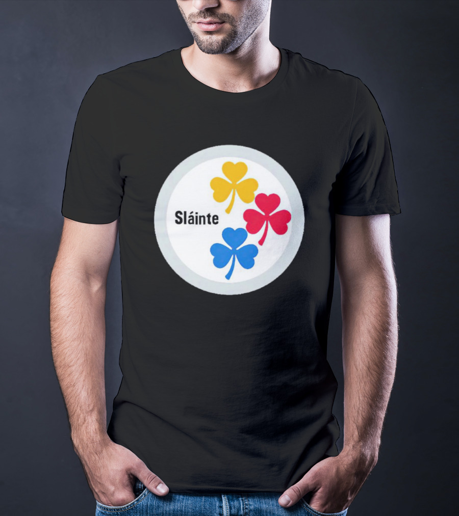 Sláinte Steelers Irish Shamrock Symbols T-Shirt