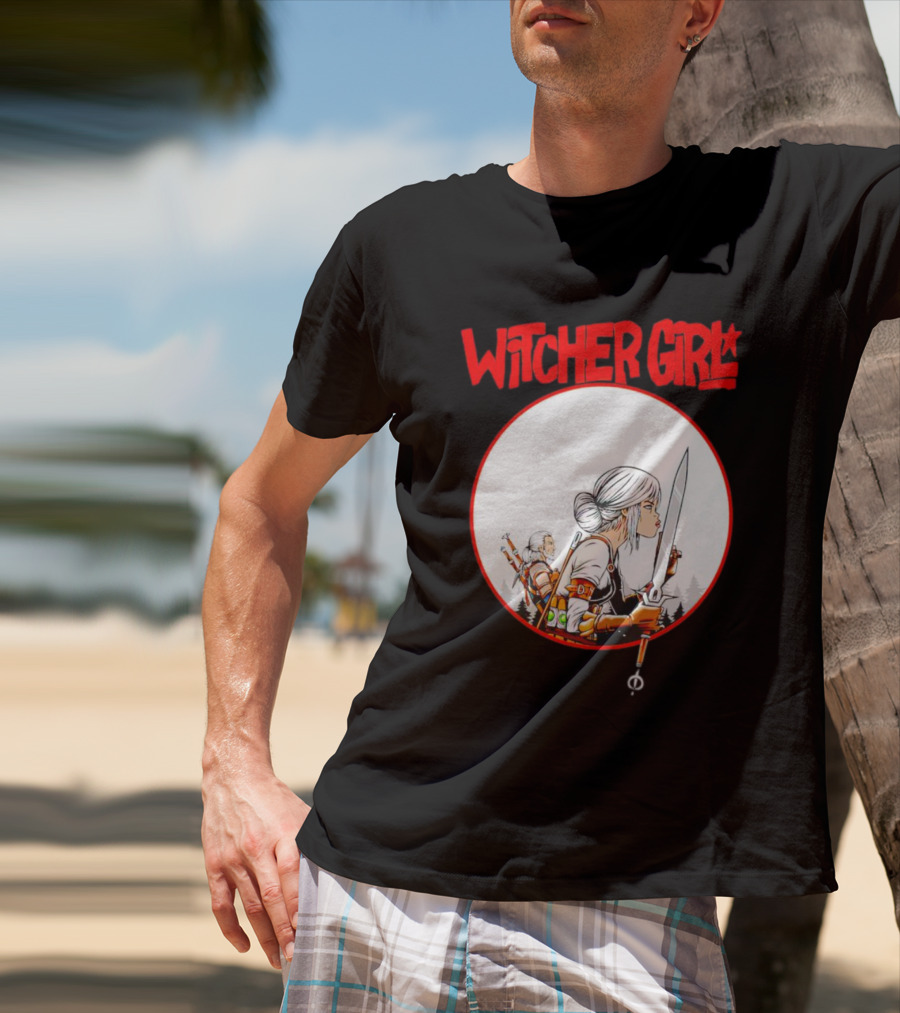 Witcher Girl Sword Arts Iconic Fantasy Character Scene T-Shirt