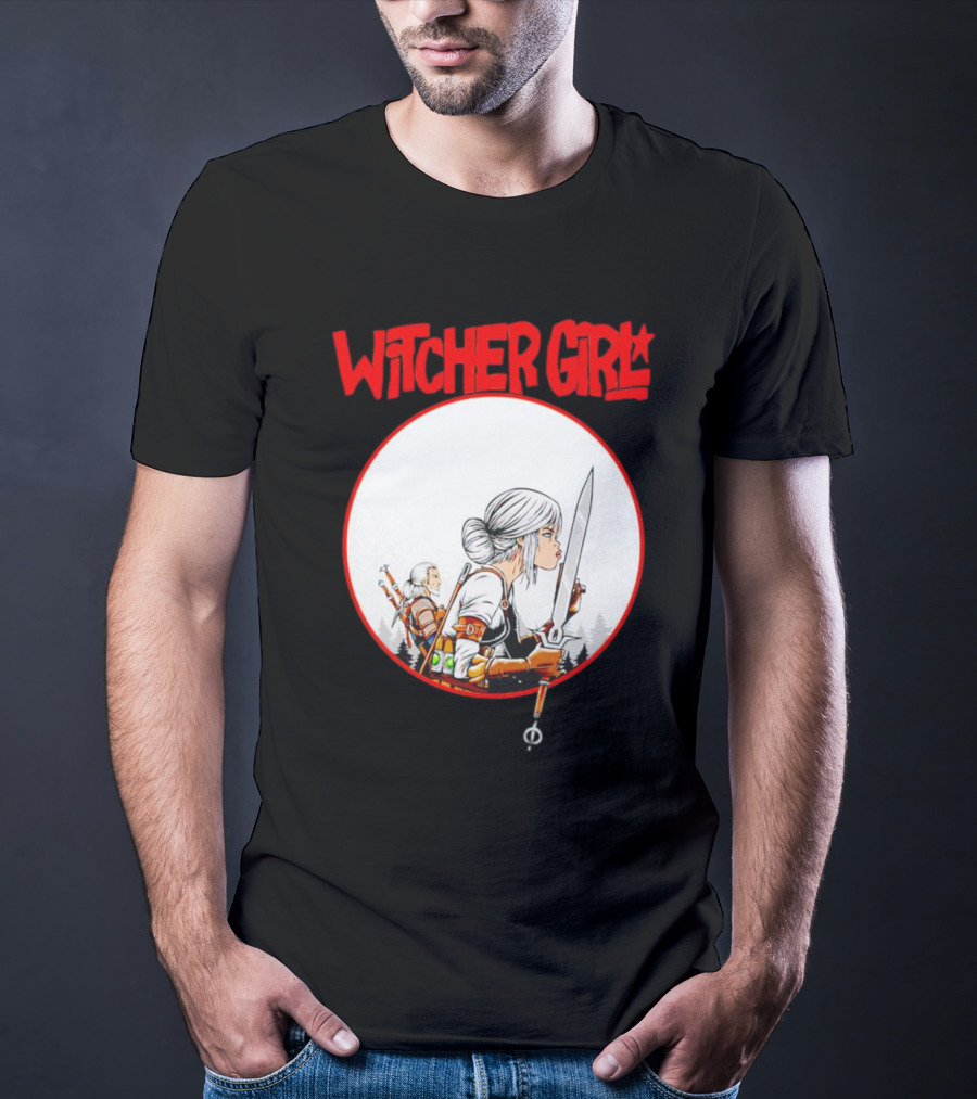 Witcher Girl Sword Arts Iconic Fantasy Character Scene T-Shirt