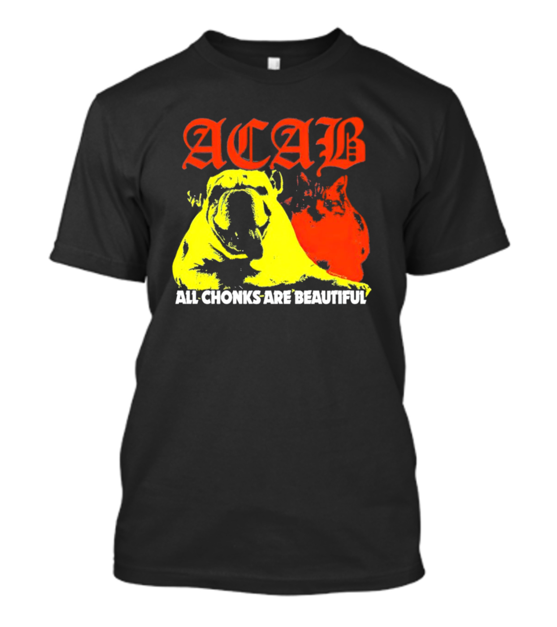 ACAB Bulldog All Chonks Are Beautiful Yellow Red T-Shirt