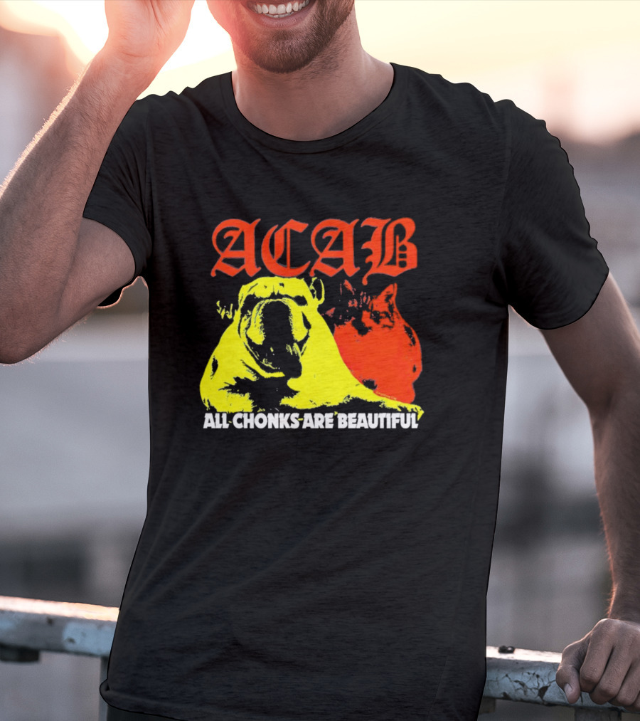 ACAB Bulldog All Chonks Are Beautiful Yellow Red T-Shirt