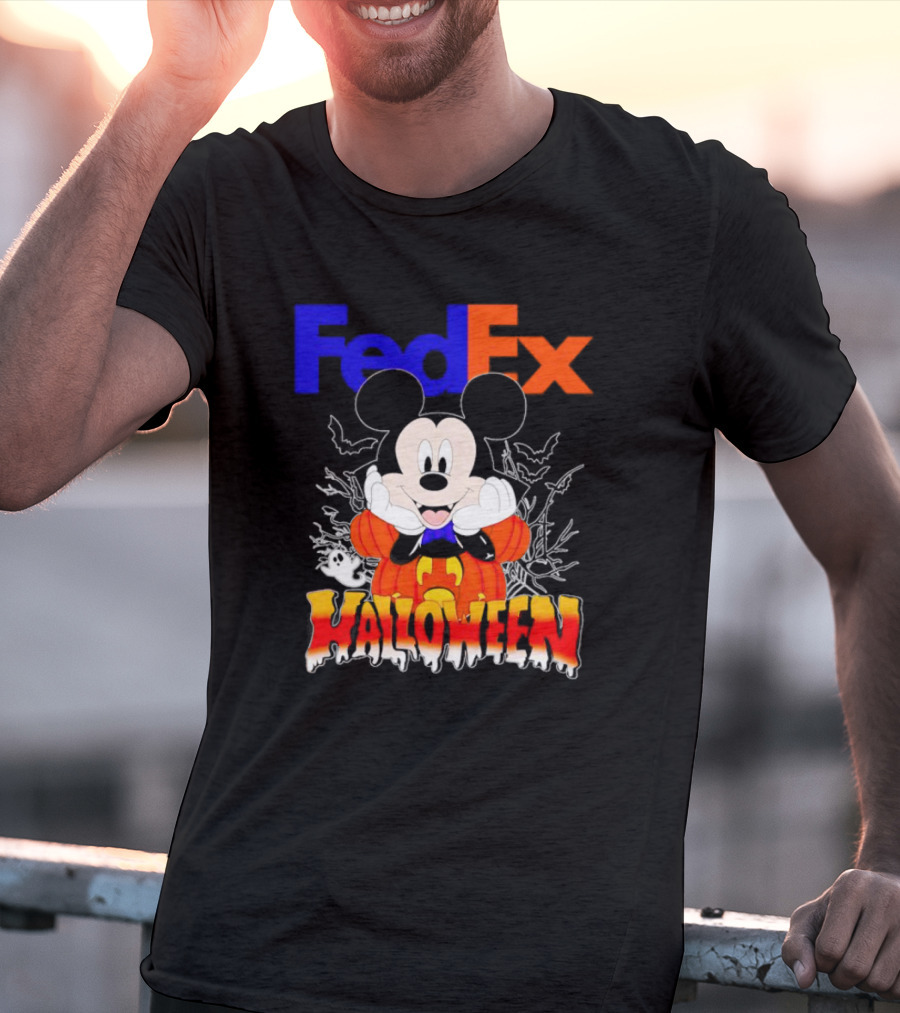 FedEx Mickey Mouse Halloween Pumpkin T-Shirt