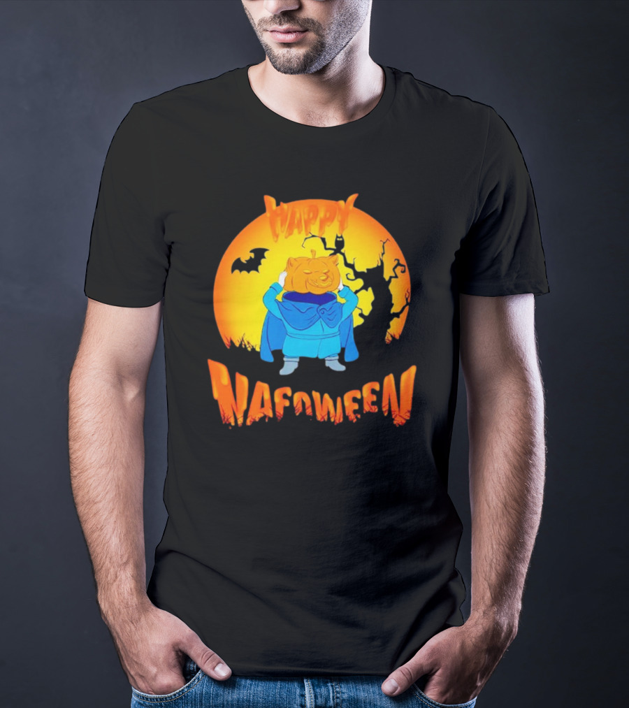 Happy NAFOween Pumpkin Rider With Spooky Moon And Bat T-Shirt