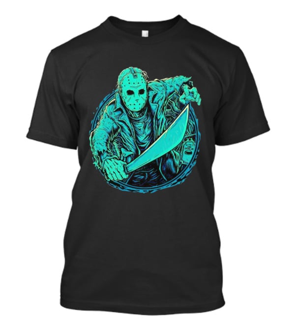 The Crystal Lake Slasher Jason Voorhees Mask And Machete T-Shirt
