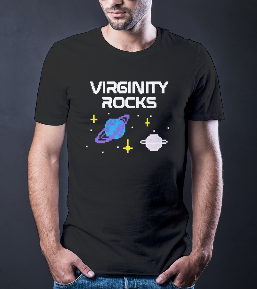 Virginity Rocks Pixel Space Planets And Stars T-Shirt