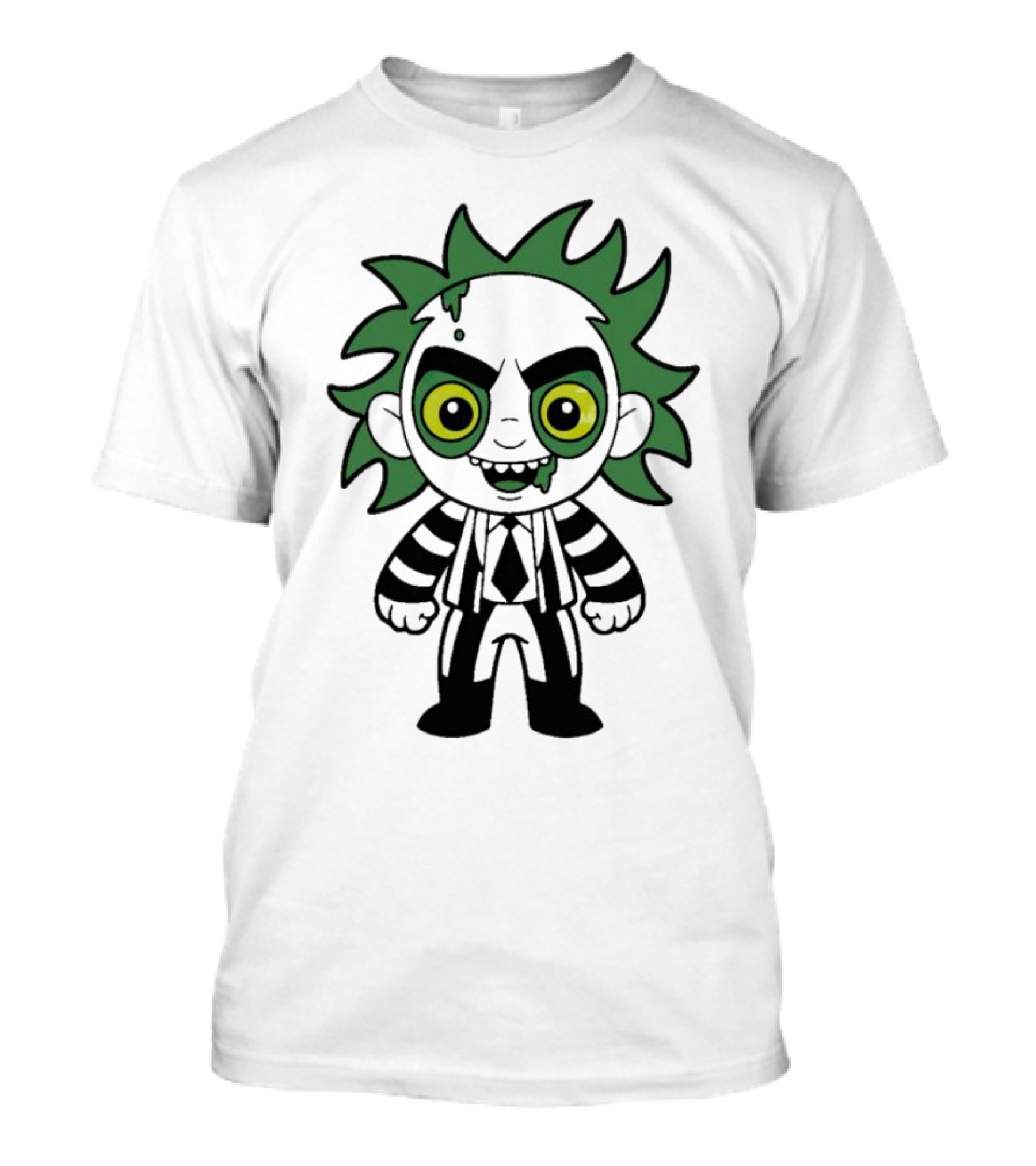 Beetlejuice Chibi Halloween Creepy Green Hair Character T-Shirt