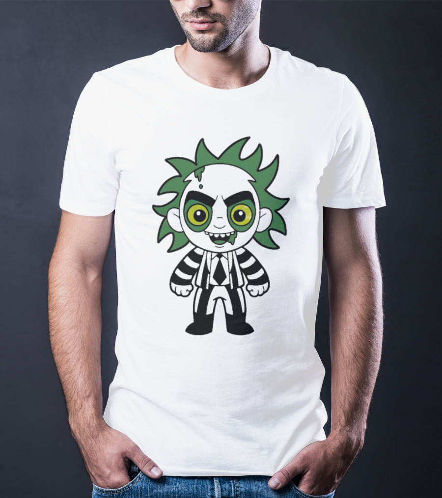 Beetlejuice Chibi Halloween Creepy Green Hair Character T-Shirt
