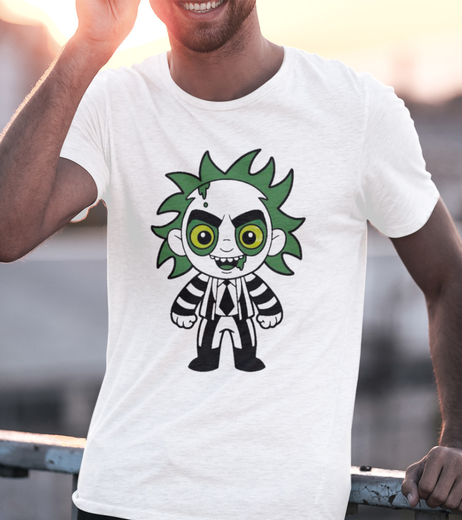 Beetlejuice Chibi Halloween Creepy Green Hair Character T-Shirt