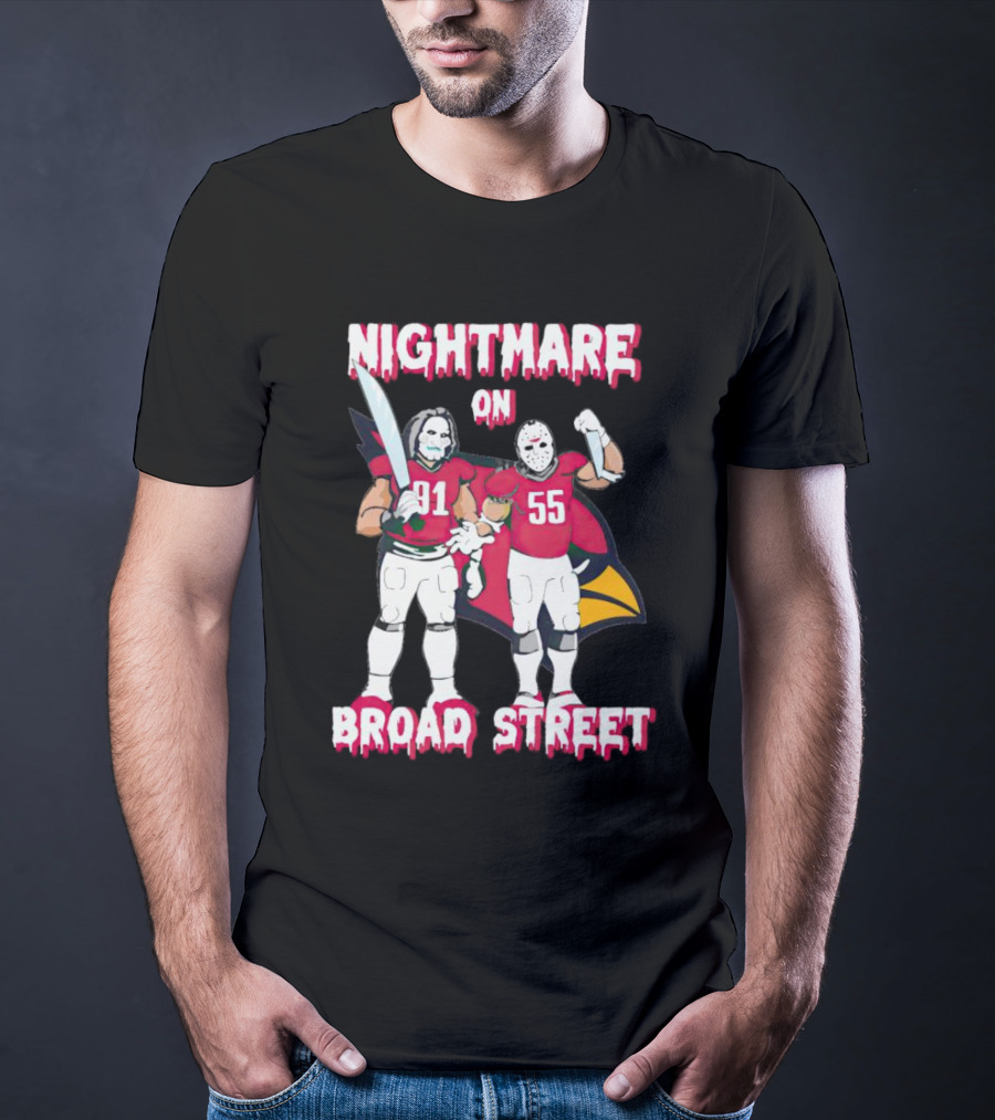 Nightmare On Broad Street Arizona Cardinals Halloween Billy Jason Voorhees T-Shirt