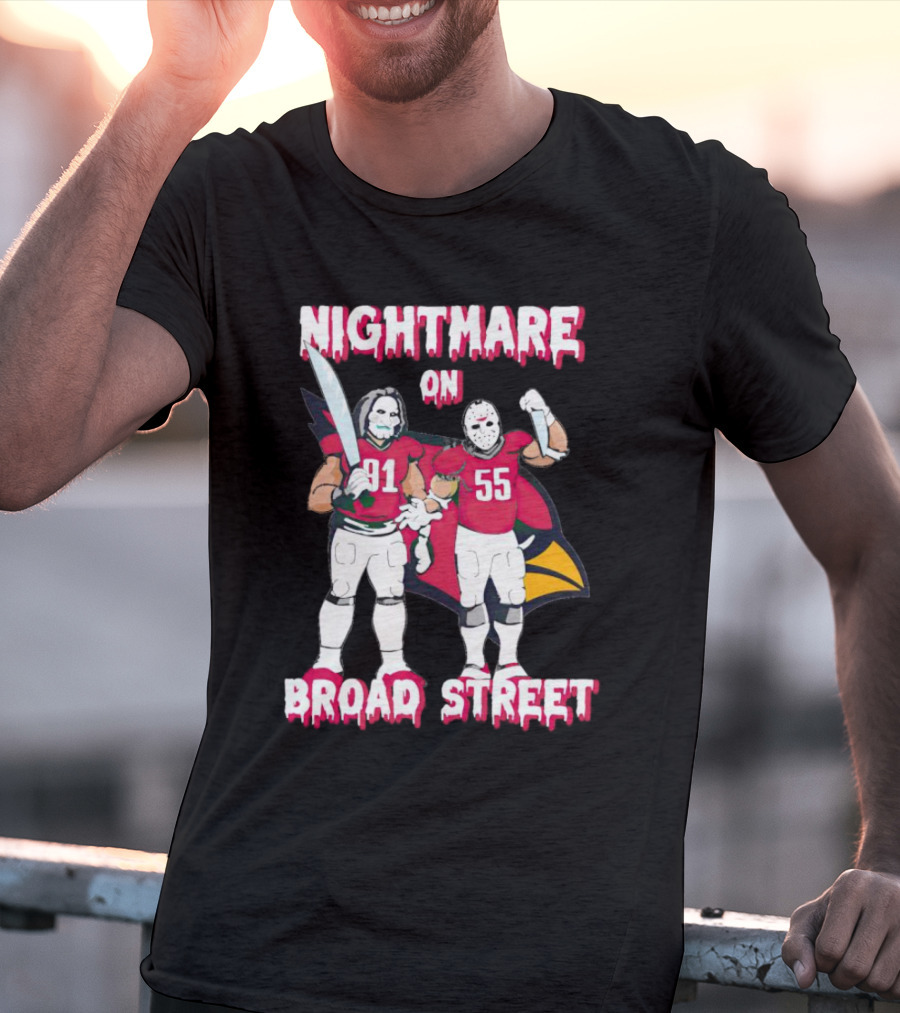 Nightmare On Broad Street Arizona Cardinals Halloween Billy Jason Voorhees T-Shirt