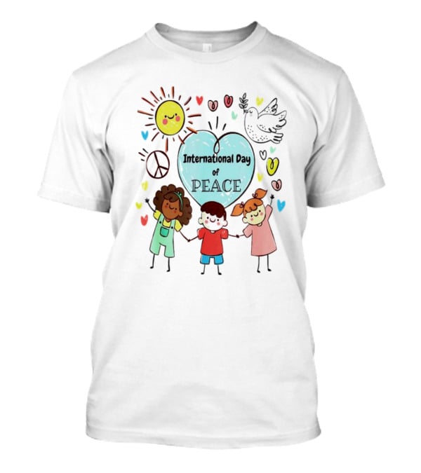 International Day Of Peace Children Hearts Dove Sun T-Shirt