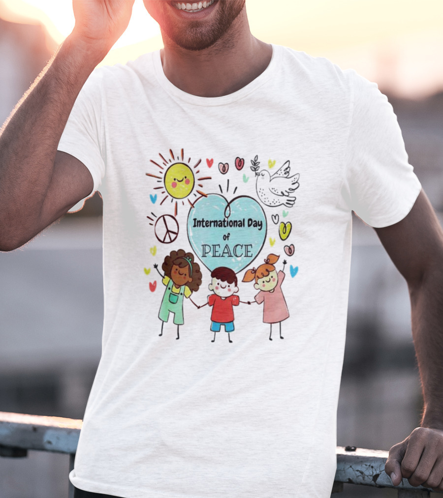 International Day Of Peace Children Hearts Dove Sun T-Shirt
