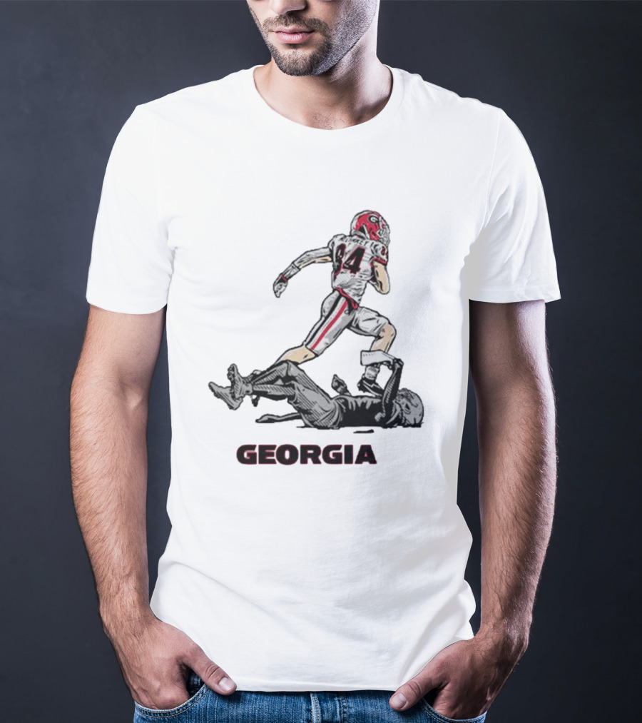 Georgia Football Ladd McConkey 84 Superstar Pose NIL T-Shirt
