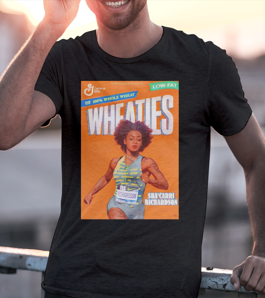 Sha’carri Richardson On Wheaties Box General Mills 100% Whole Wheat Low Fat T-Shirt