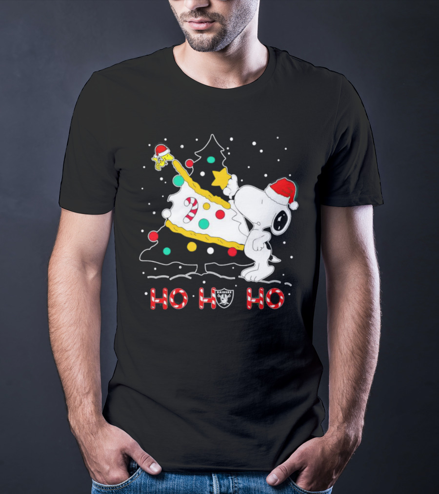 Snoopy Woodstock Las Vegas Raiders Christmas Ho Ho Ho T-Shirt