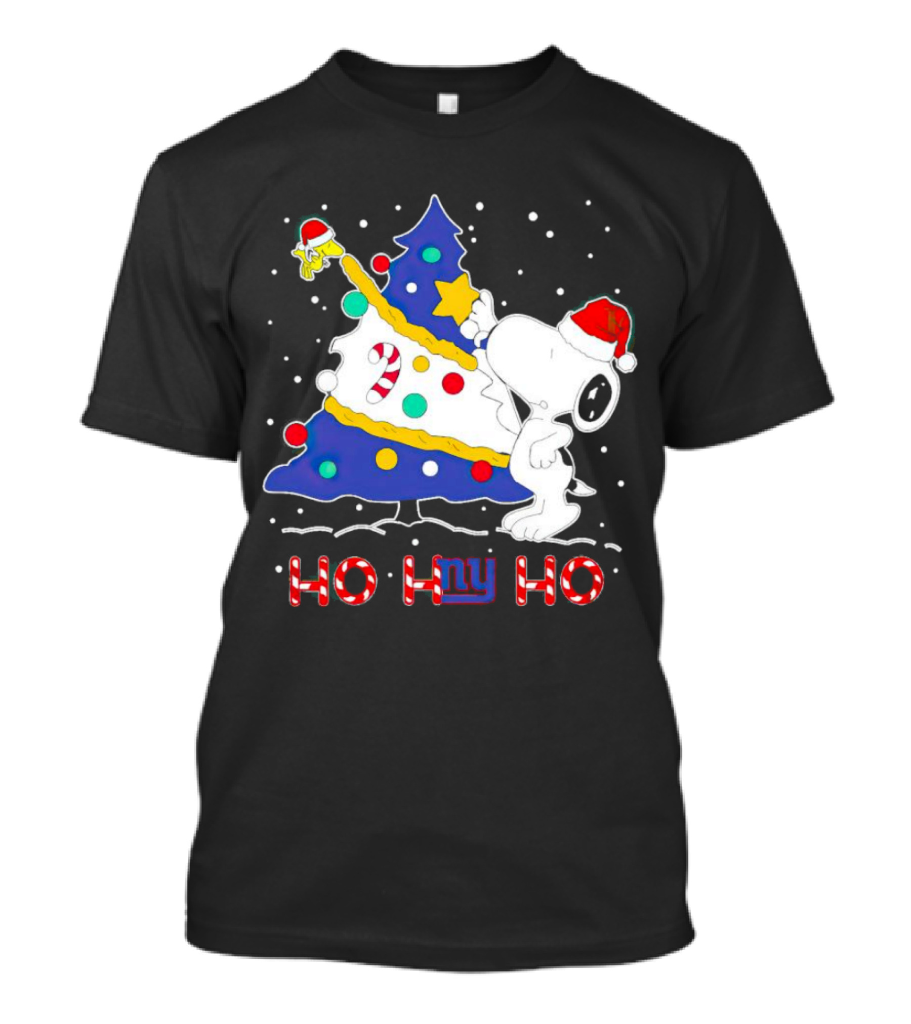 Snoopy Woodstock Christmas Tree Ho Ho Ho New York Giants T-Shirt