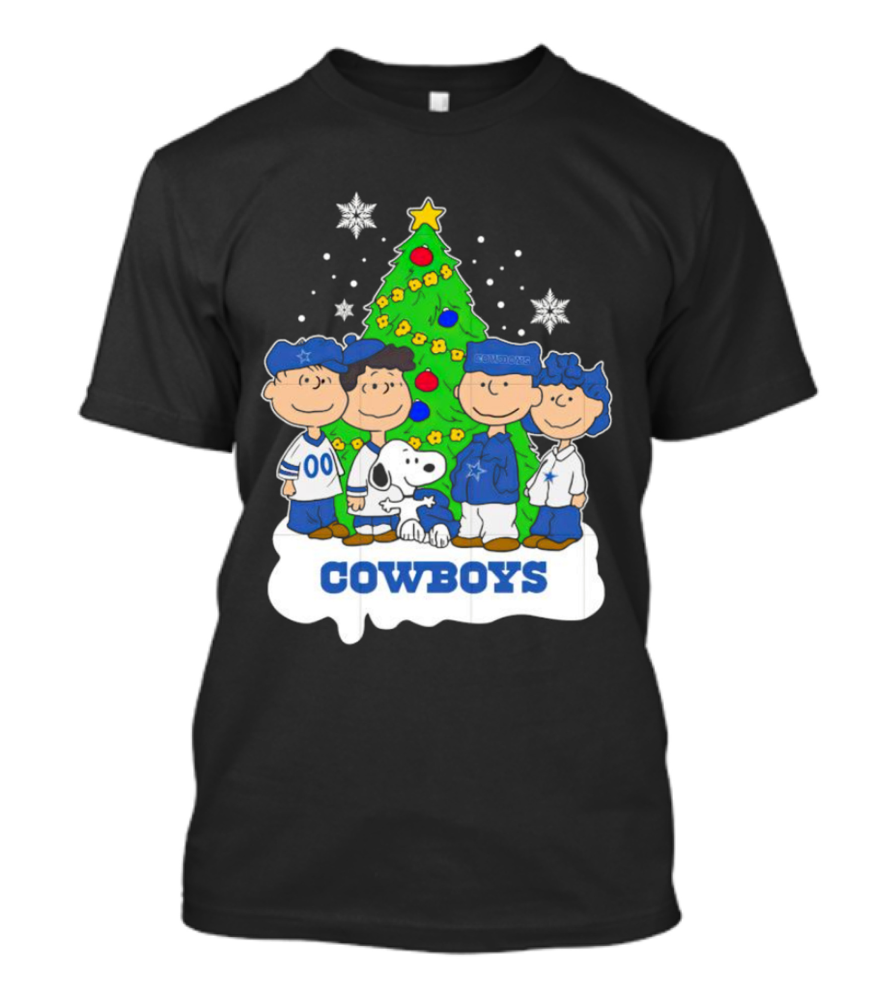 Peanuts Characters Dallas Cowboys Christmas Tree Cowboys T-Shirt