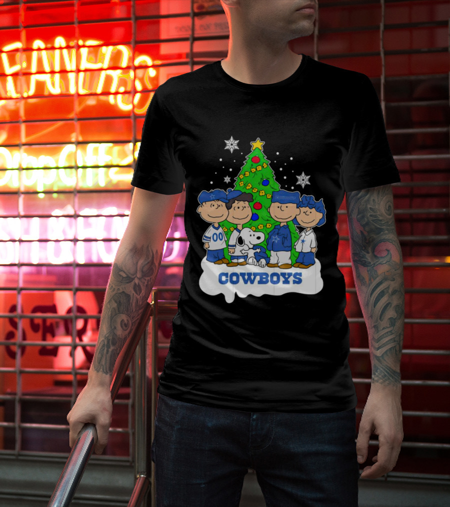 Peanuts Characters Dallas Cowboys Christmas Tree Cowboys T-Shirt