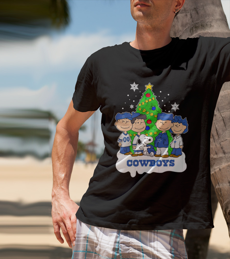 Peanuts Characters Dallas Cowboys Christmas Tree Cowboys T-Shirt