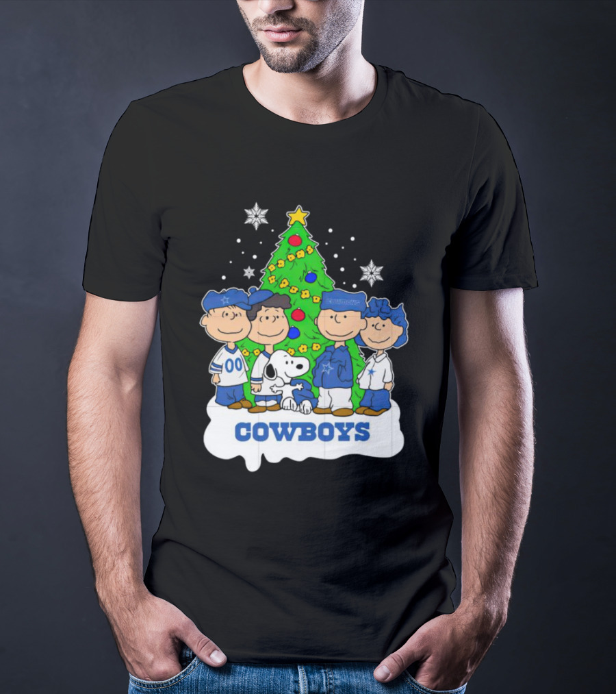 Peanuts Characters Dallas Cowboys Christmas Tree Cowboys T-Shirt