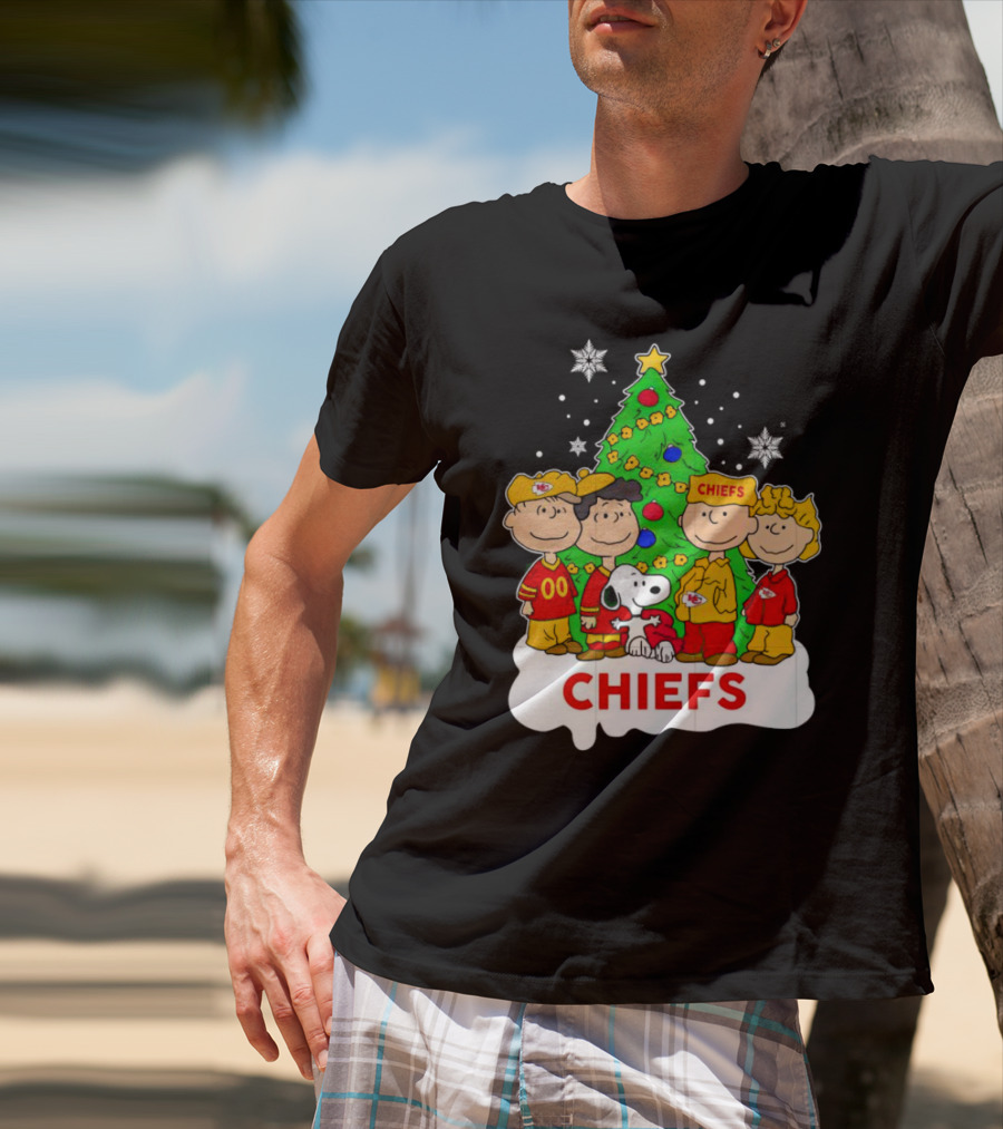 Peanuts Characters Chiefs Christmas Tree T-Shirt