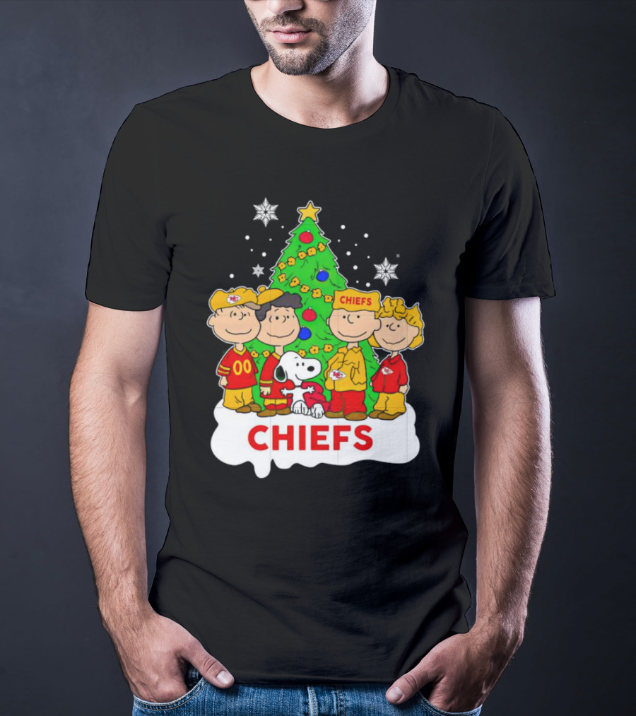 Peanuts Characters Chiefs Christmas Tree T-Shirt