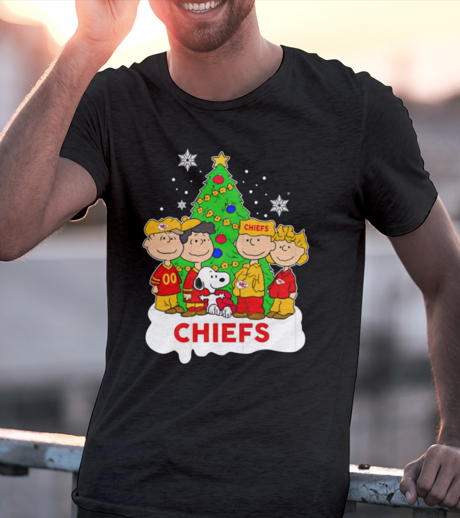 Peanuts Characters Chiefs Christmas Tree T-Shirt