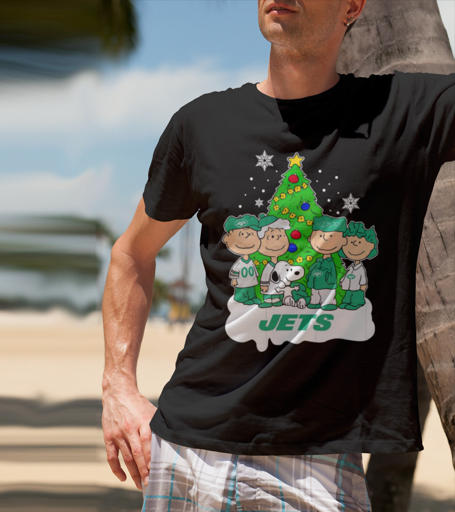 Peanuts Characters Jets Christmas Tree Holiday T-Shirt