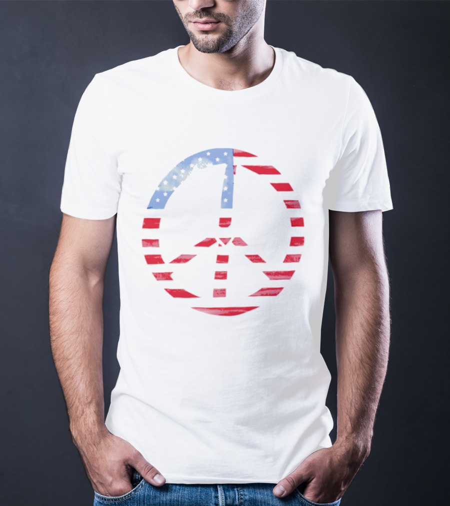 USA Flag Peace Symbol T-Shirt