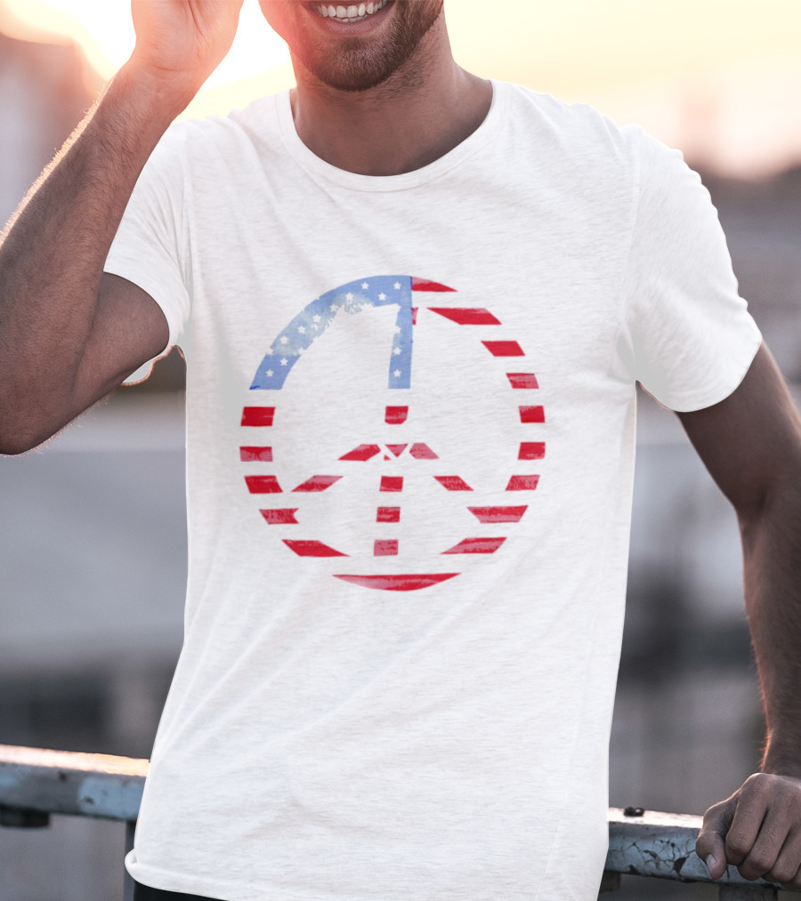 USA Flag Peace Symbol T-Shirt