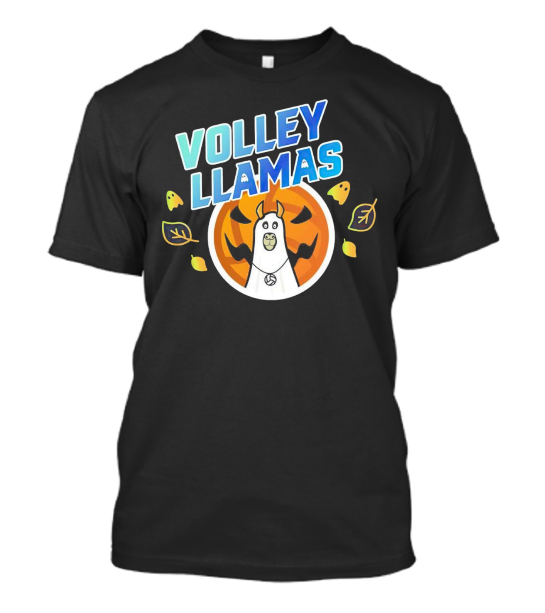 VOLLEY LLAMAS Halloween Pumpkin Leaves Ghosts Volleyball T-Shirt