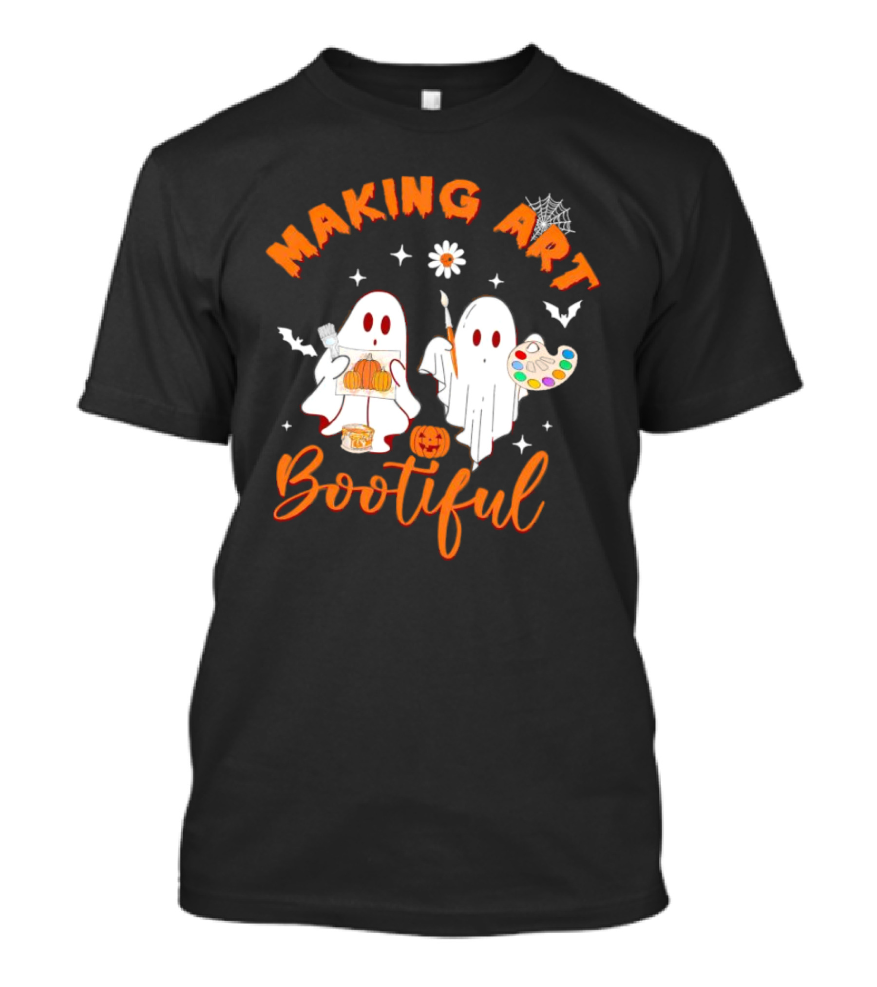 Making Art Bootiful Halloween Ghosts With Pumpkins And Paint Palette T-Shirt