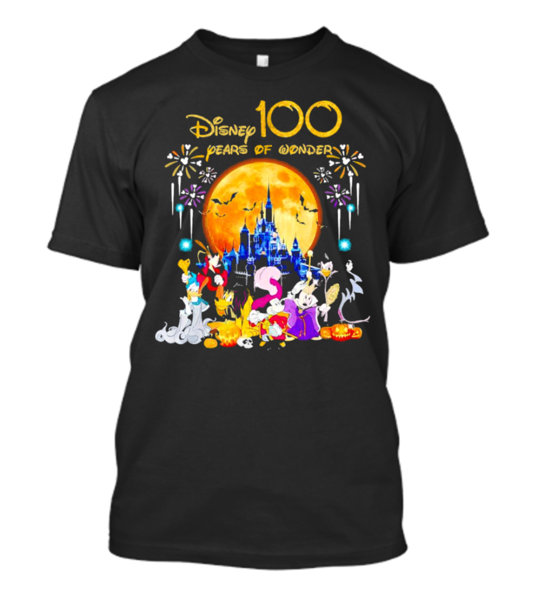 Disney 100 Years Of Wonder Halloween Castle And Characters T-Shirt