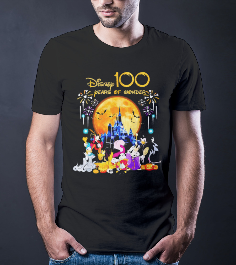 Disney 100 Years Of Wonder Halloween Castle And Characters T-Shirt