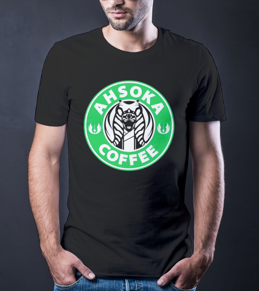 Ahsoka Coffee Star Wars Parody Logo Jedi Symbols T-Shirt
