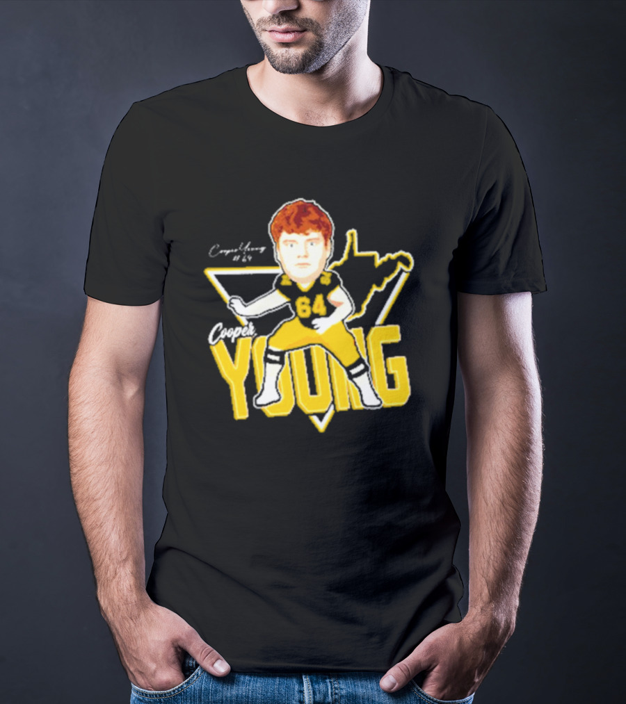 Cooper Young 64 Caricature Signature Football T-Shirt