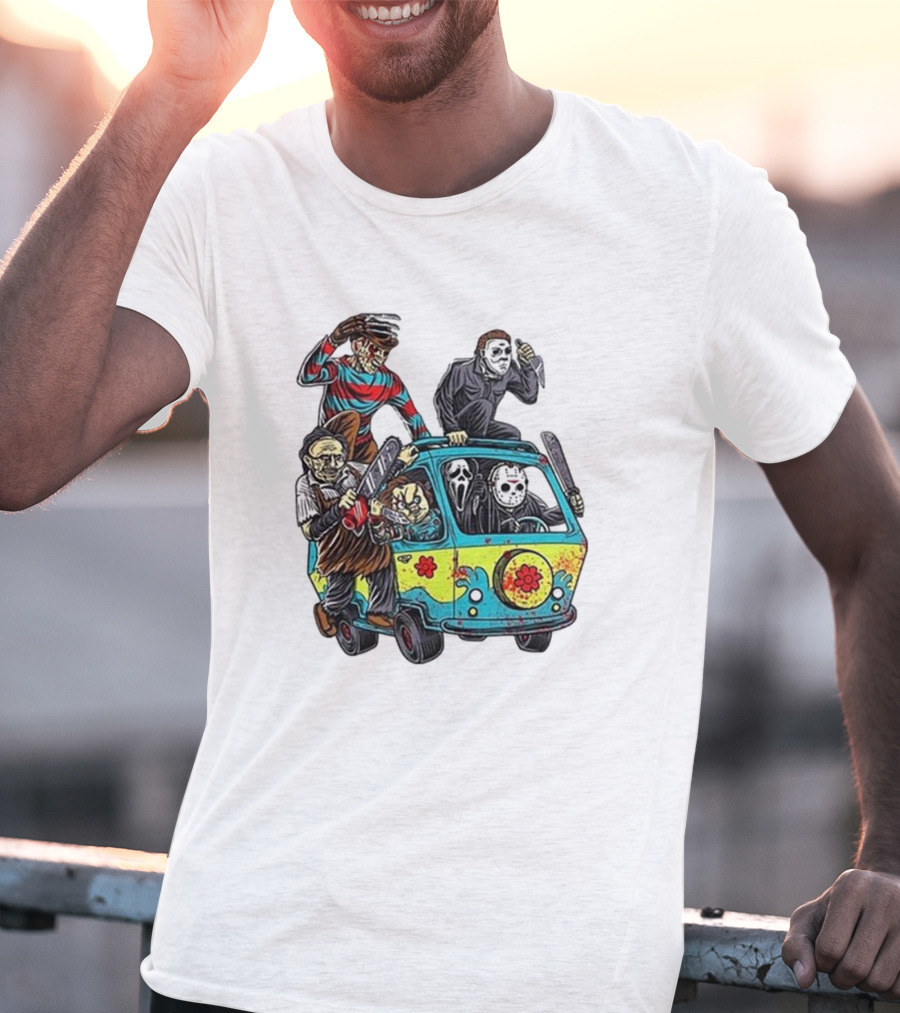Horror Movie Characters Spooky Van Halloween Adventure T-Shirt