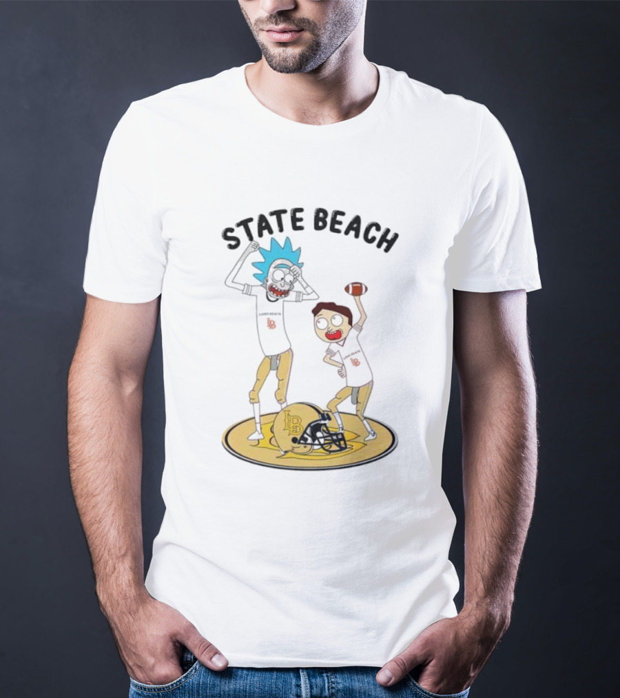 State Beach Long Beach Rick And Morty Dancing Football Helmet T-Shirt