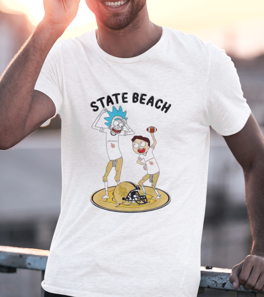 State Beach Long Beach Rick And Morty Dancing Football Helmet T-Shirt